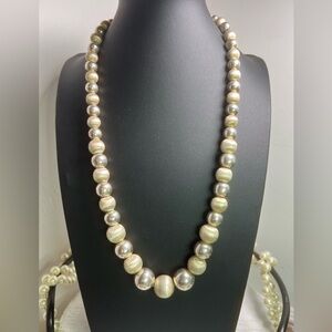 Vintage Taxco Sterling Silver Graduating Bead Necklace 23” D17